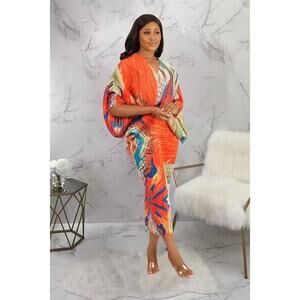 Plus Size Multi-Color Stretch Midi Dress | Free Size XL–2X Bodycon Kaftan Style